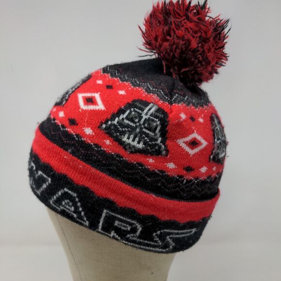 Star Wars Men's Knit Beanie Hat Cap Black Red One Size Acrylic - Picture 4 of 16